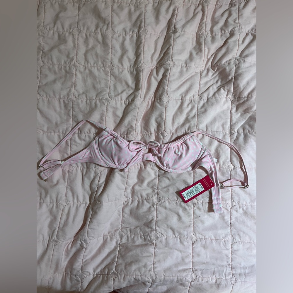 NEW target xs bikini top baby pink with white polka dots